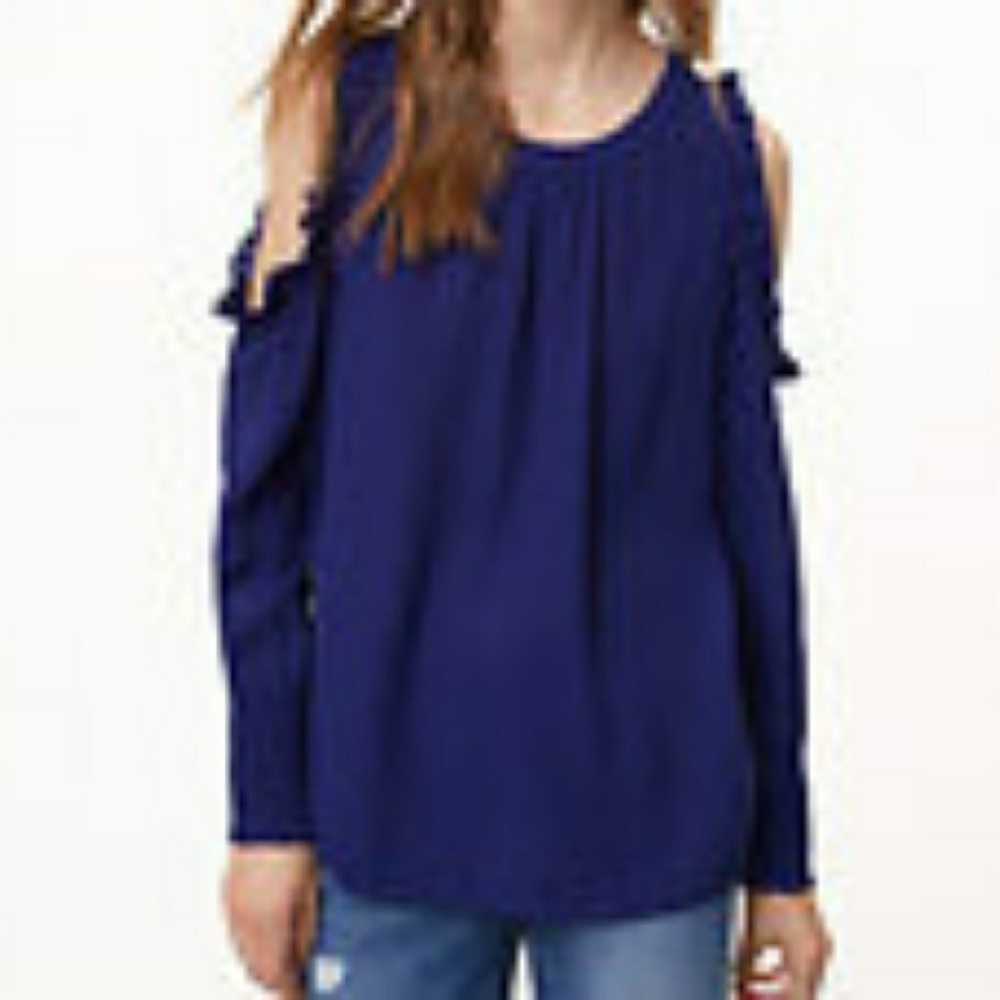 Loft,Ann Taylor Loft Royal Blue Cold Shoulder Top